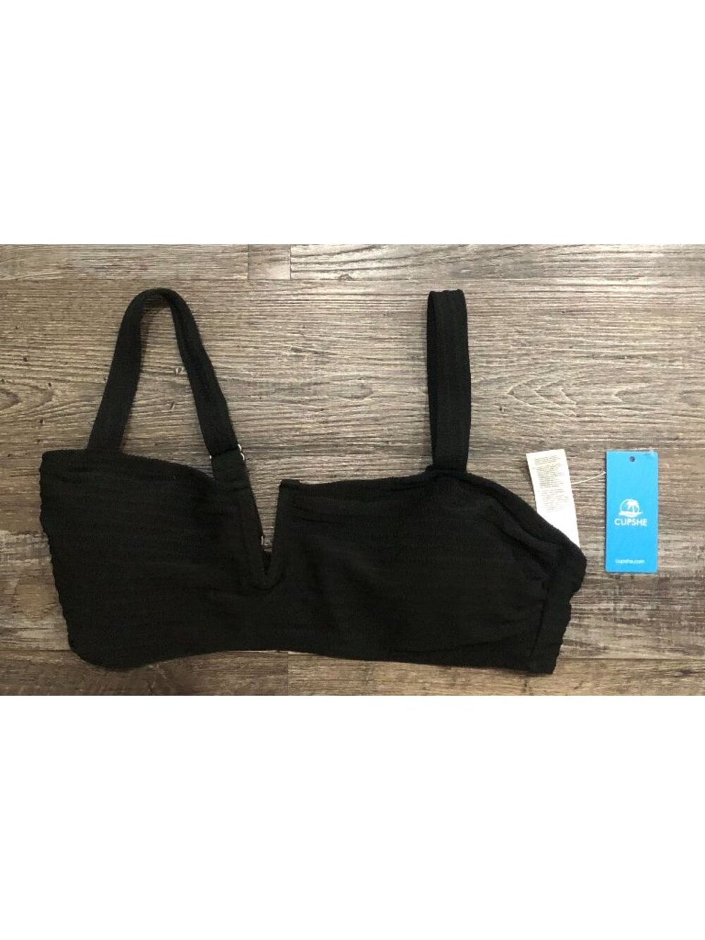 Cupshe Medium Black Bikini Swimsuit Top New with Tags